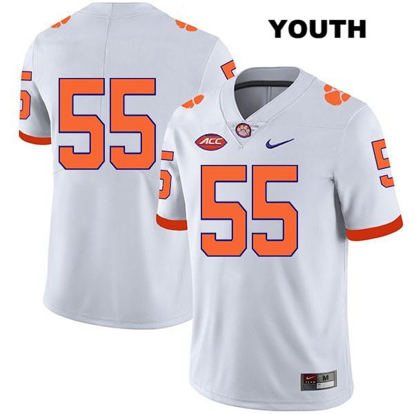 Youth Clemson Tigers #55 Hunter Rayburn Stitched White Legend Authentic Nike No Name NCAA College Football Jersey EXS8346LT